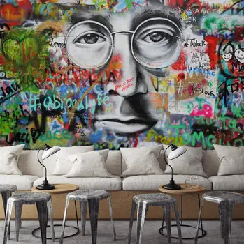 

[Self-Adhesive] 3D The Beatles John Lennon Graffiti 7 Wall Paper mural Wall Print Decal Wall Murals