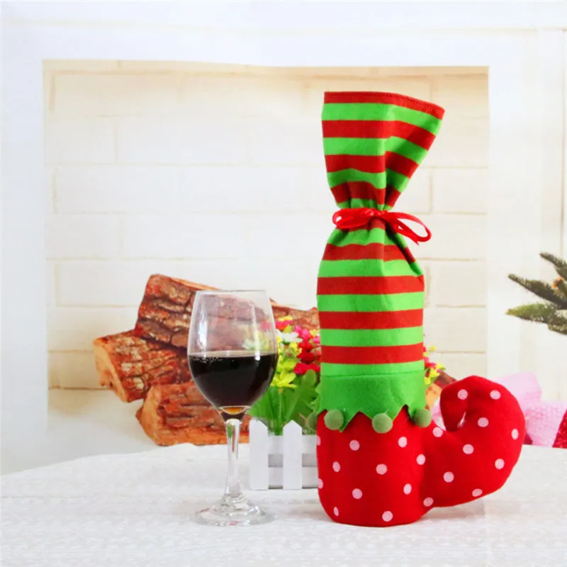 Рождественский чехол для бутылки вина Санта-Клауса, Рождественский обеденный стол, подарочная сумка - Цвет: Светло-серый