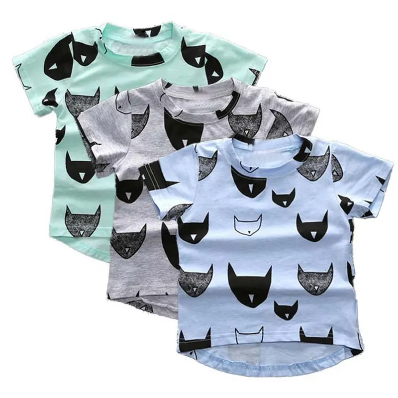 Boys T-shirt Bat Printed Cotton Short Sleeve Tops Children’s Clothing BM88