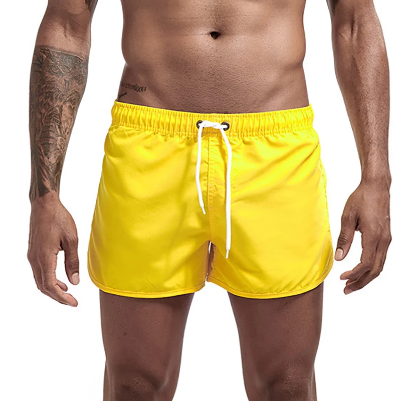 

Solid Swimwear Men Swimming Trunks Mens Swim Briefs Maillot De Bain Homme Bathing Suit Bermuda Surf Beach Wear Man Board Shorts