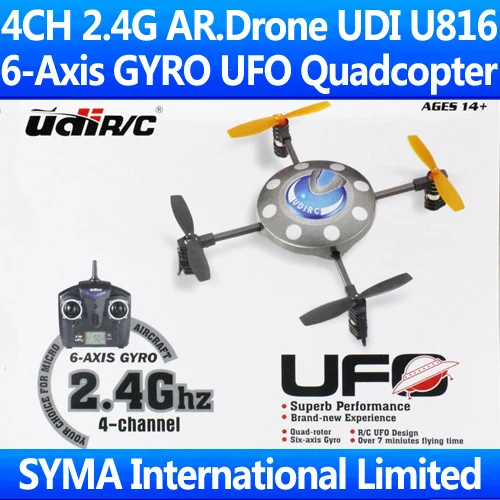 

2.4Ghz 4CH Mini Parrot AR.Drone UDI U816 Quadcopter Quadricopter 6-Axis GYRO One Key 3D Tumbling Flip UFO 2.4G RC Helicopter RTF