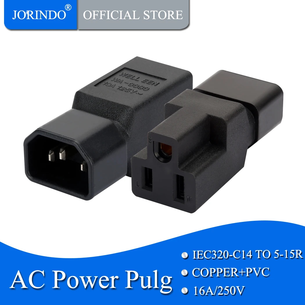 

JORINDO IEC 320 C14 to Nema 5-15R AC adapter,IEC 3Pin Male to US Female Computer room server power conversion adapter AC PLUGUE