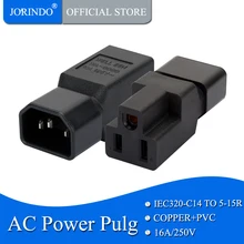 Jorindo iec 320 c14 ao adaptador da c.a. de nema 5-15r, macho do iec 3pin aos eua fêmea computador sala servidor adaptador de conversão de energia ac plugue