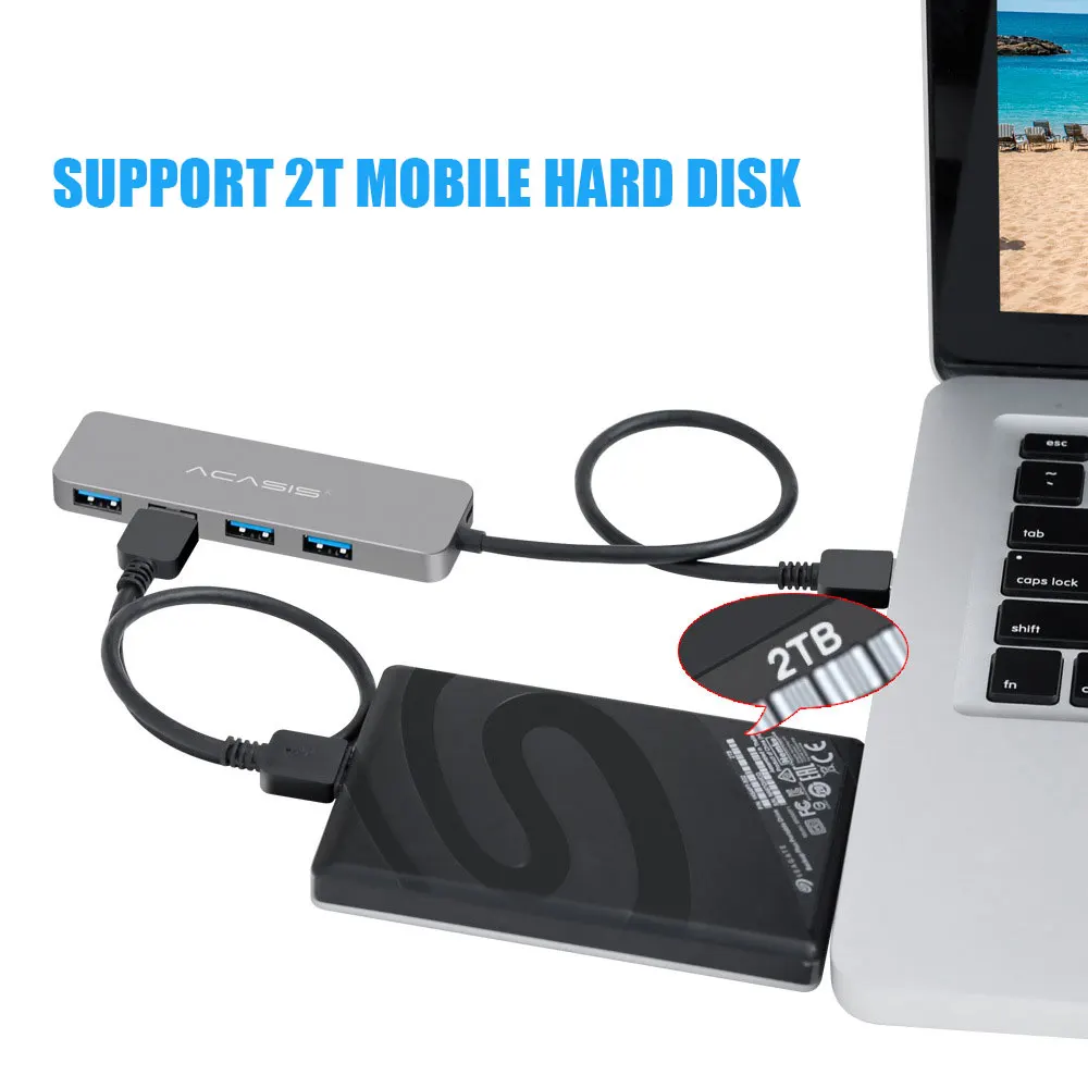 Kobwa USB 3 0 концентратор ультра тонкий алюминиевый 4 порта адаптер для MacBook Pro ноутбук