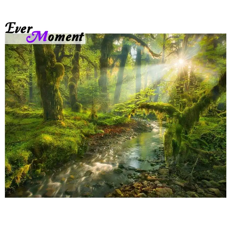 

Ever Moment Diamond Painting Handmade Forest Trees Light Picture Of Rhinestone Mosaic Full Square Drill Diamond Embroidery 3F389