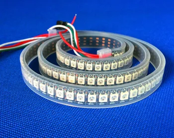 

1M long 144leds/m WS2812B(5050 rgb led with WS2811 IC built-in) led pixel strip,DC5V,waterproof in silicon tube;BLACK PCB