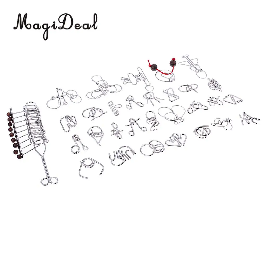 MagiDeal 30Pcs/Lot Metal Crafts Chinese Ring Puzzle IQ EQ Brain Teaser Kids Children Educational Toy Novelty Gift