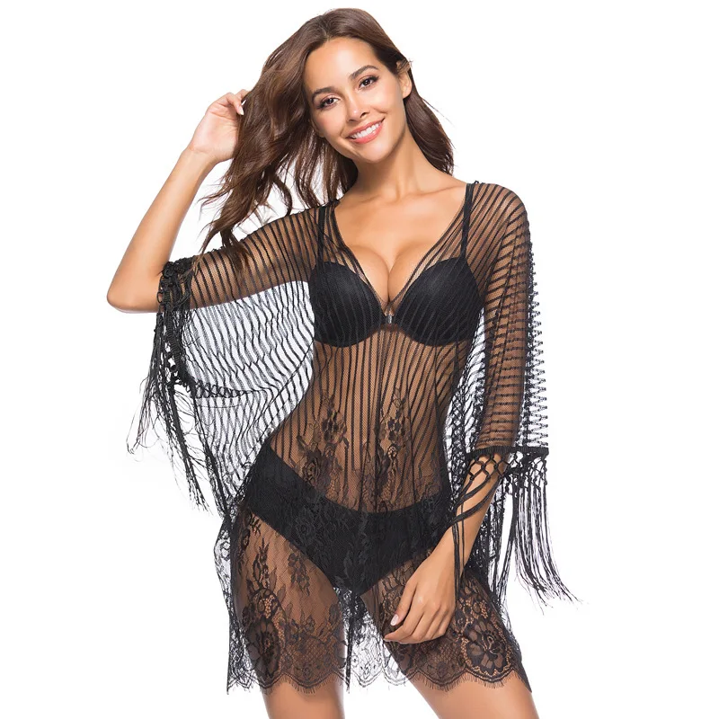 

Bikini Cover Up Beach Dress Swimwear Female 2019 Long Mayokini Summer Suit Swimsuit Lace Clothes Animal Acrylic Sierra Surfer