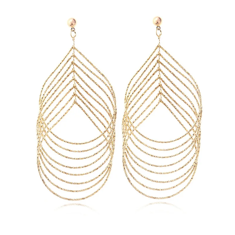 Hot Female Long Drop font b Earrings b font Multilayer font b Geometric b font Gold