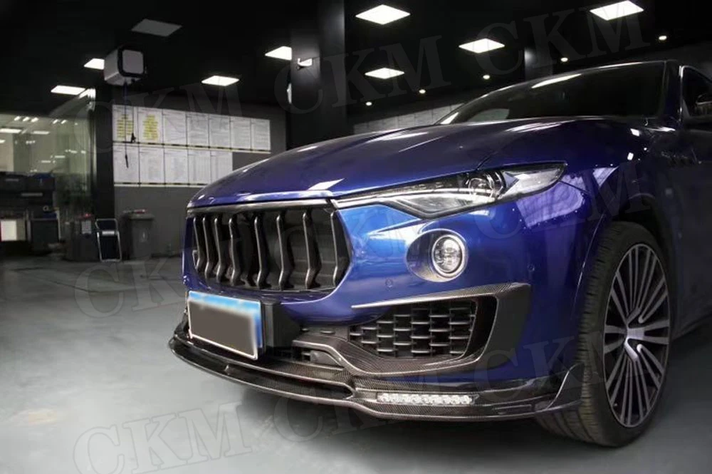 С лампой углеродного волокна передний бампер спойлер Накладка для Maserati Levante MS Стиль бампера