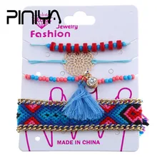 Drop Shipping Fashion 4pc/sets Bracelets Set For Women Gold Color Flower Crystal Tassel Charm Statement Bracelet Set Jewelry