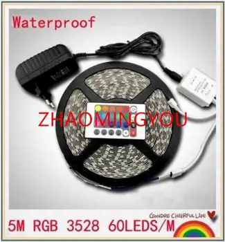 

YON SMD 3528 RGB Led Strip Light 5M 10M 15M Waterproof IP65 60 Led/m Led Strip + 24Key IR Remote Controller+2A Power Supply