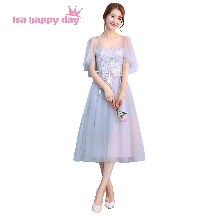 Adult Woman Girls Elegant Tulle Bridesmaid Dresses Short Size 2