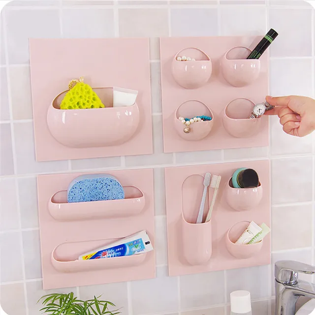 Wall Mounted Bathroom Organizer New House Designs 1 4 Units Wall Mounted Storage Holder Bathroom Organizer Shelf For