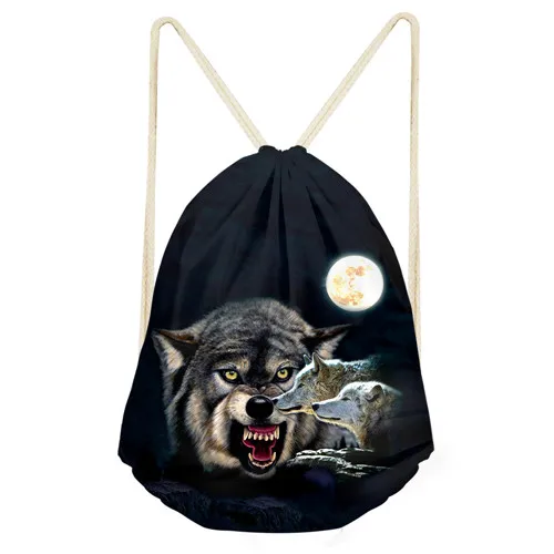 Шумный конструкции Wolf Moon печати шнурок мешок строка мешок пляж путешествия собака рюкзак для подростков шоппер дропшиппинг 2018
