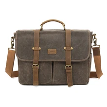 Новинка, мужская сумка-мессенджер, Холщовая Сумка на плечо, Ретро стиль, почтальон, деловая сумка для 15, 15,6 дюймов, портфель для ноутбука, ткань, масло, воск, 5115