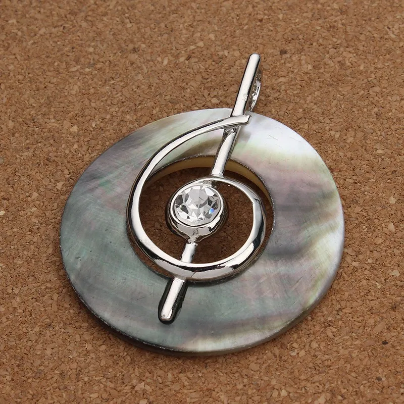 Хрустальный музыкальный символ в форме натурального круглого медальона мать кулон с жемчужной раковиной бусины для DIY ювелирных изделий Изготовление F1118