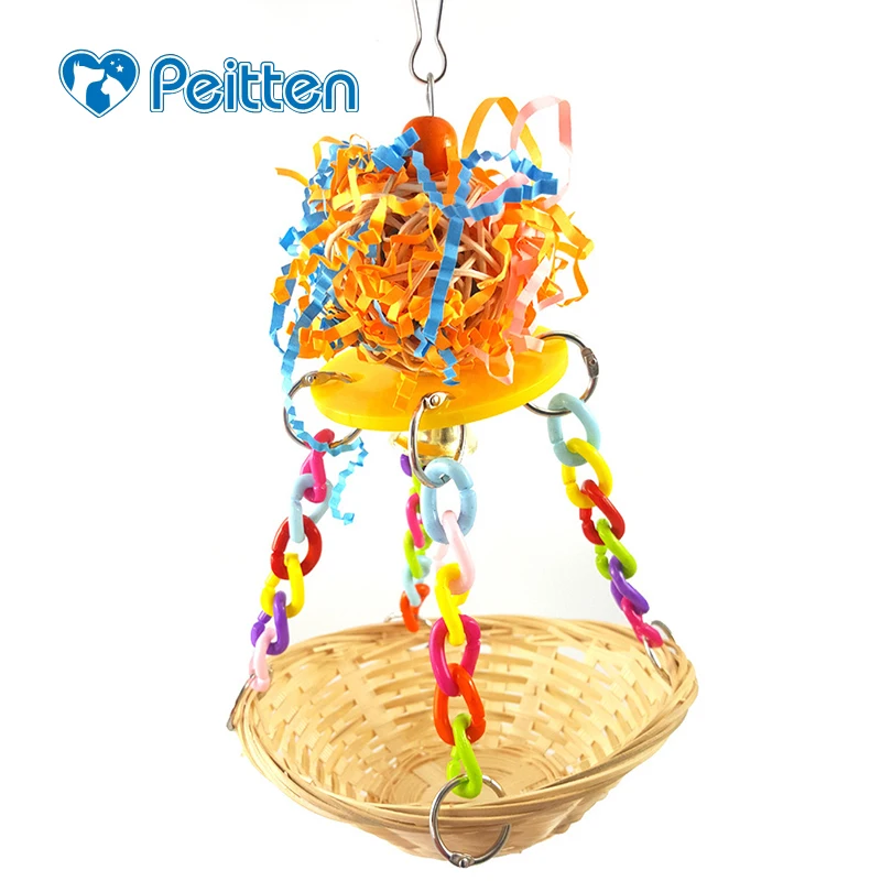 Parrot Bird Rattan Ball Spinning Chewing Toy Hanging Nest Basket Swing New Parrot Birds Standing