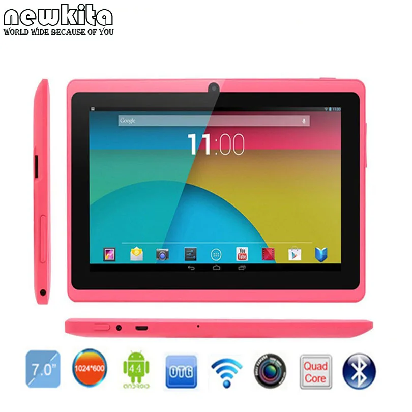 PC Tablet 7 inch Quad Core Q88 ROM 8GB Bluetooth Android 4.4 External 3G 1024*600 pxl Bluetooth Wifi Tablet Google Play 5PCS