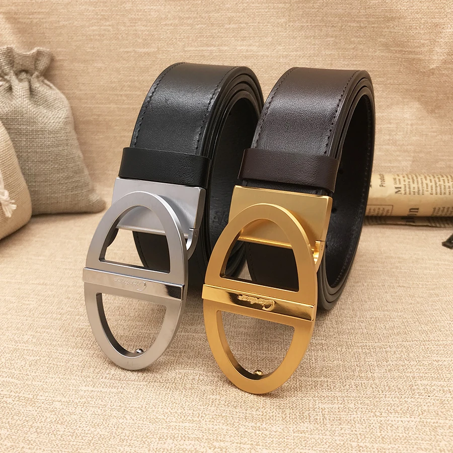 

2019 new design belt for men belt high quality genuine leather trousers layer luxury ciartuar brass copper buckle free shipping
