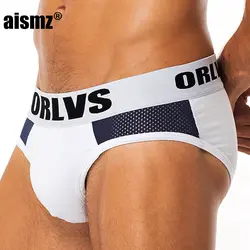 Aismz сексуальные трусики для геев, мужские облегающие трусы-плавки Ropa Interior Hombre Pouch, хлопковые сетчатые мужские трусы
