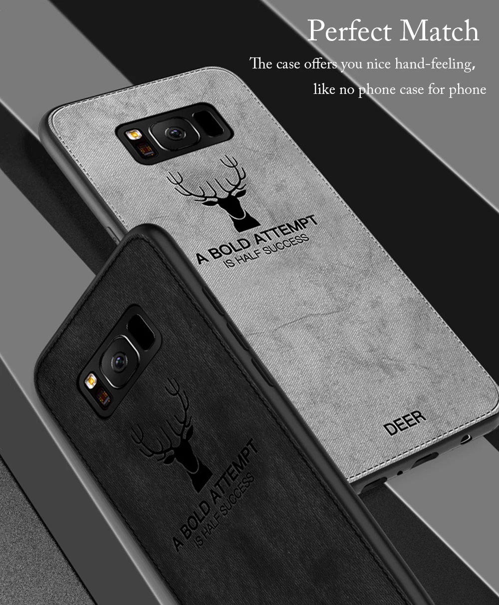 Ascromy For Samsung Galaxy S9 Plus Case Deer Design Cloth Canvas Cover Soft TPU Bumpe For Samsung S8 Note 9 8 Coque Accessories (1)