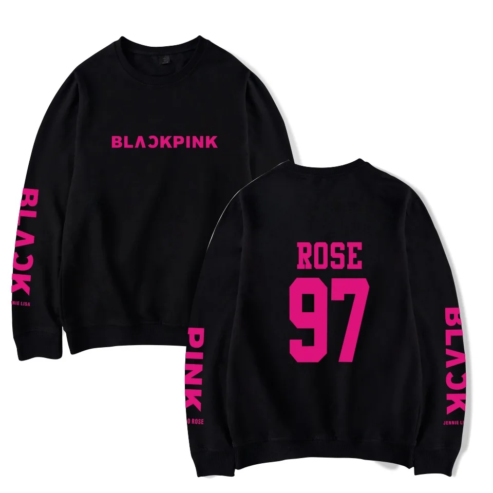 Kpop Blackpink oversize-худи Bts Альбом Толстовки для Для женщин Для мужчин Harajuku Толстовка черный, розовый пот Femme пуловер Moletom
