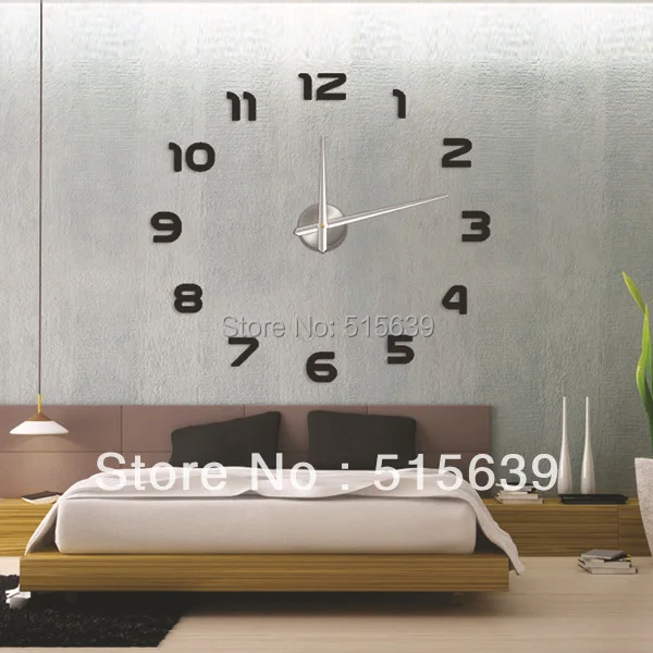 Big Hours Large Decorative Wall Clock Modern Design DIY Clocks Metal