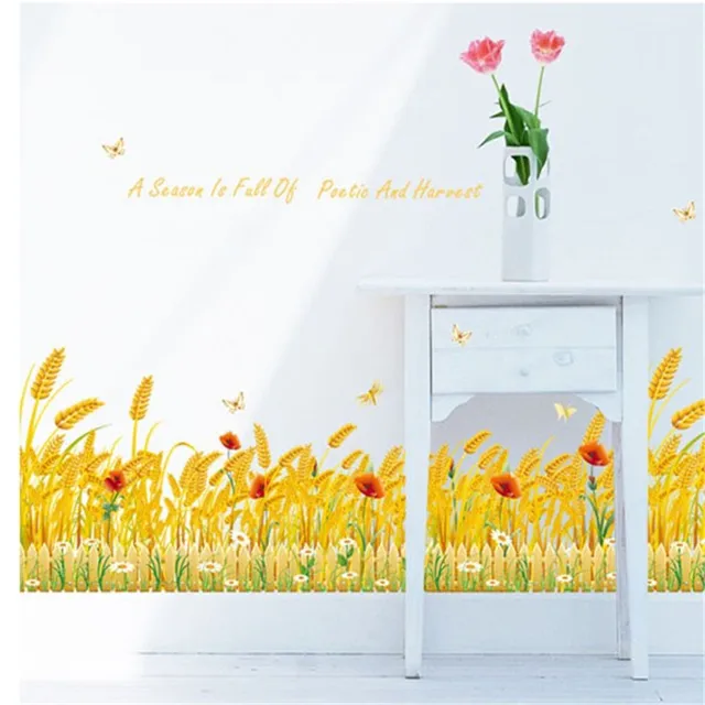 Best Price Simulation golden wheat skirting wall stickers living room bedroom dining room removable waterproof stickers pastoral style Best Price Simulation golden wheat skirting wall stickers living room bedroom dining room removable waterproof stickers pastoral style