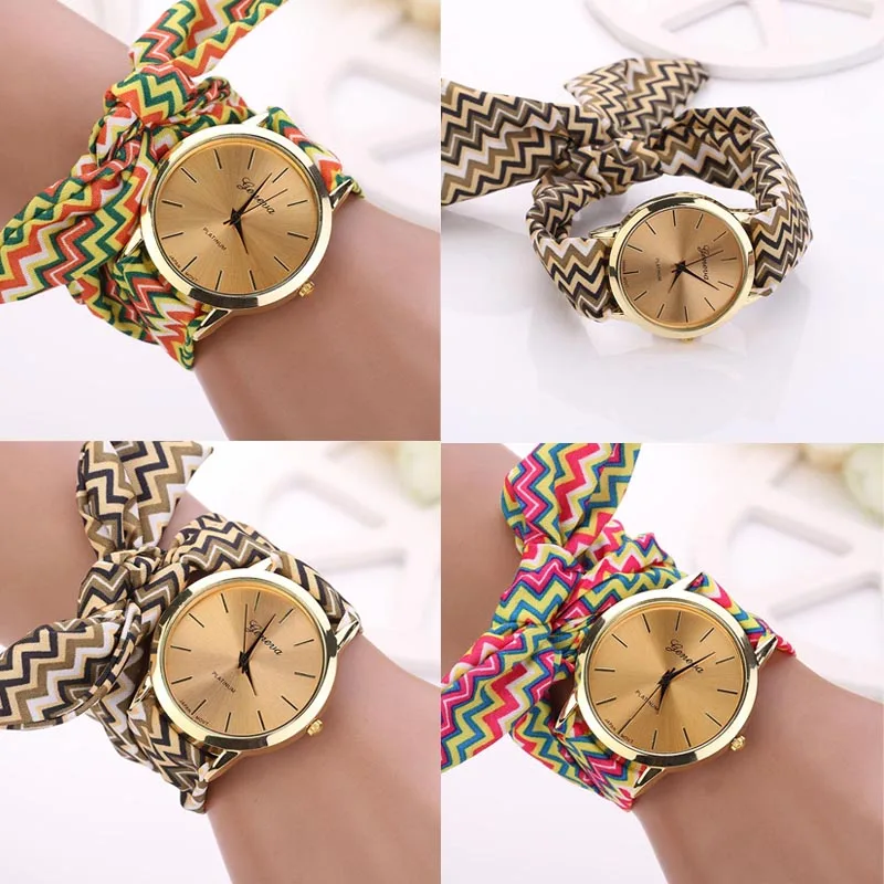 

GEMIXI Luxury Women Watches Students Floral Cloth Quartz Bracelet Women Aztec Tribal Floral Cloth Quartz Dial Wristwatch Watch