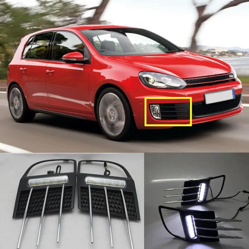 

A Pair White Daytime Running Light Lamp LED For Volkswagen Golf 6 GTI 2010-2014