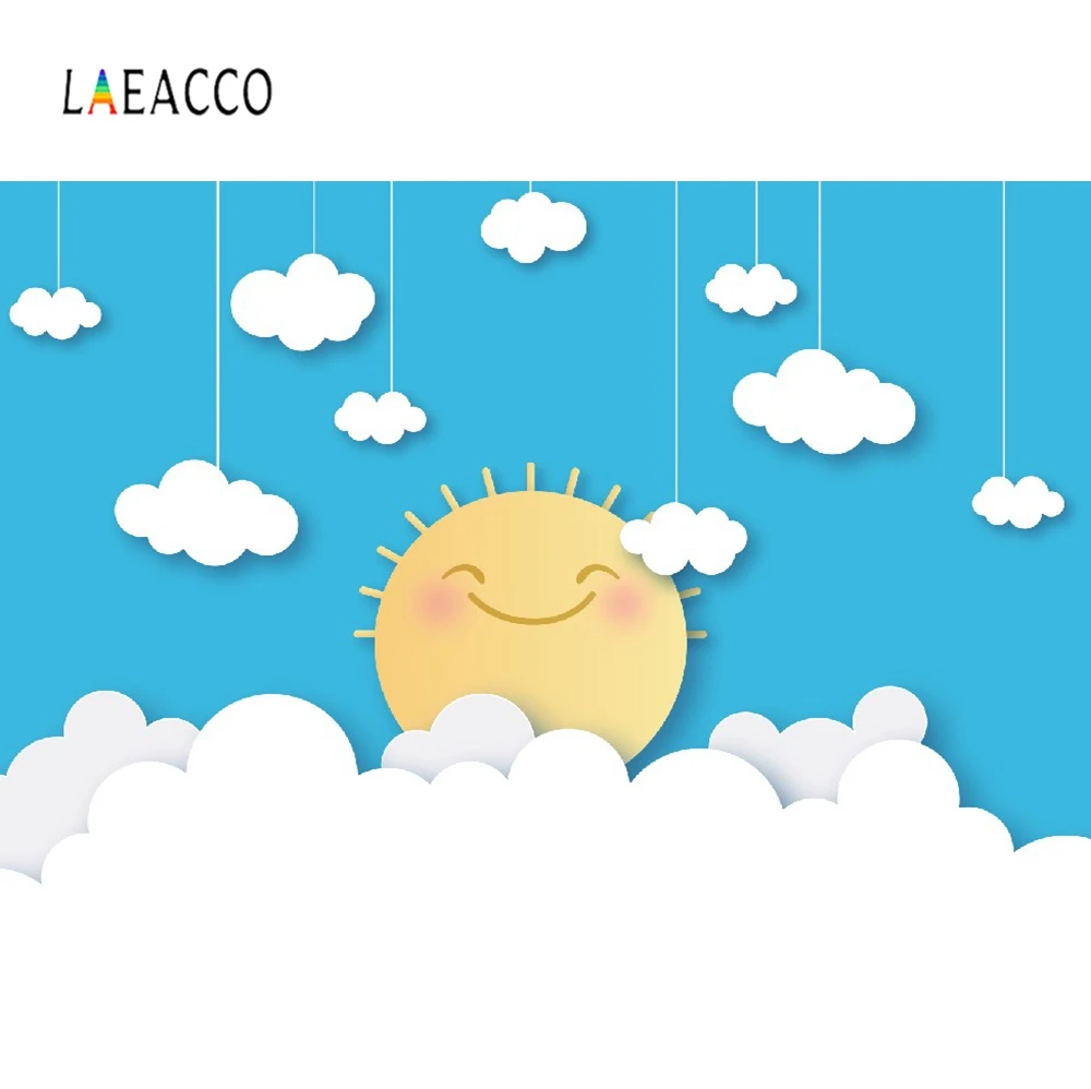 Laeacco Детский Мультфильм Облако солнце День Рождения детские обои для душа постер