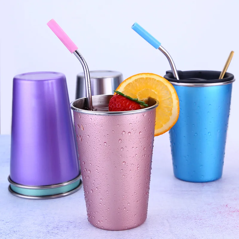 

500ML Reusable Stainless Steel Coffee Mugs Outdoor Camping Party Travel Mug Drinking Juice Tea Beer Cups