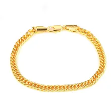 MxGxFam( 18 cm x 4.8 mm) Chain Bracelet Jewelry For Women Men 24 k Pure Gold Color Fashion Designs Allergy Free