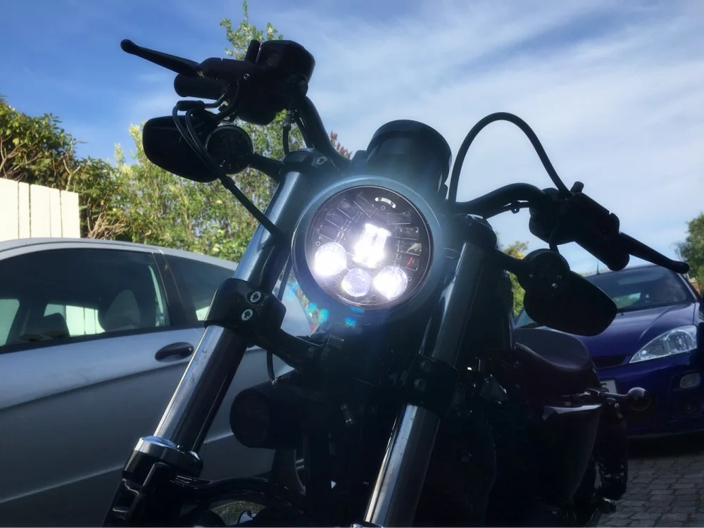 BlackChrome 5-34 Adaptive Driving Headlamp For Harley Dyna Street 500 750 XG Parts 5.75 Inch Round LED Headlight (1)