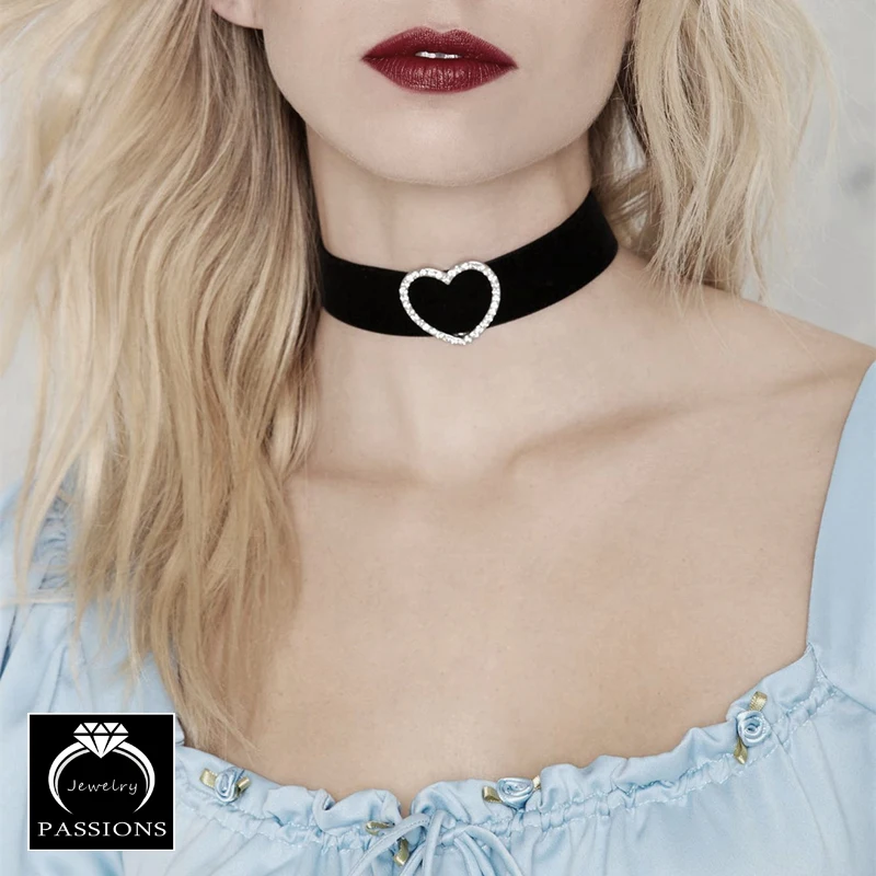 Fashion Fine Jewelry Choker Necklace Loveheart Rhinestone Short Choker
