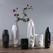 Китайская Современная керамическая ваза для свадебного украшения, Декор для дома, украшение для гостиной, фарфоровая ваза в форме фигурки, ваза в форме головы