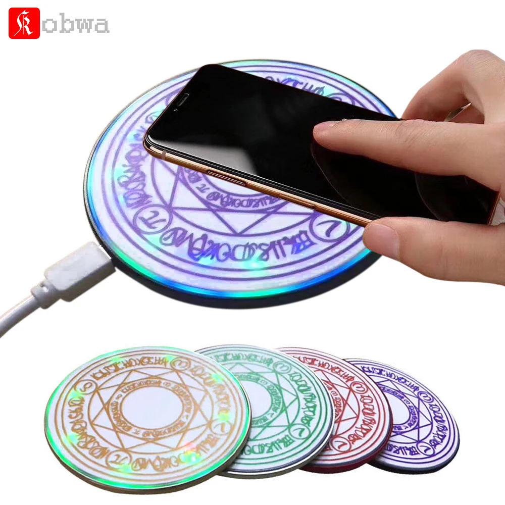 

4 Colors Mini Glowing Magic Array Wireless Charger Universal Qi Wireless Fast Charger Charge Stand Pad for iPhone Samsung Huawei