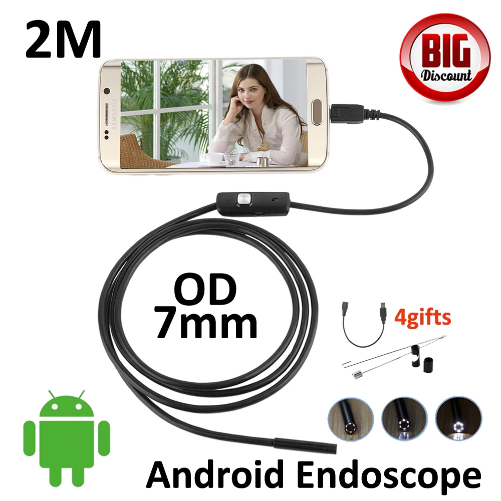2m android otg usb endoscope 7mm lens ip67 waterproof snake inspection android phone 2m android otg usb endoscope 7mm lens ip67 waterproof snake inspection android phone