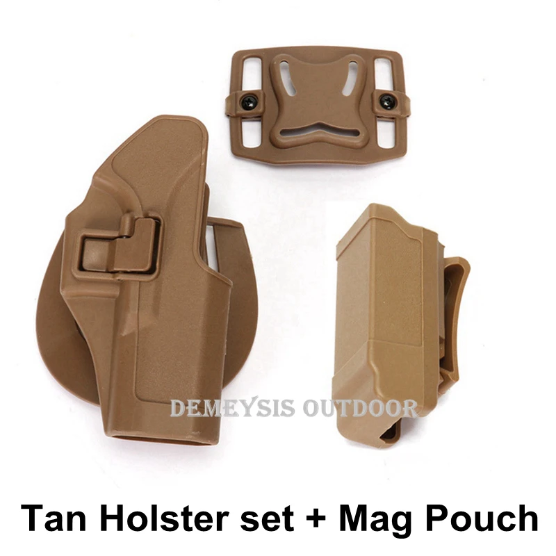 tan holster pouch Тактический военный кобура маг Чехол страйкбол поясной ремень пистолет Боевая кобура Глок пистолет кобура для Glock 17 19 23 32 36 - Цвет: tan holster pouch