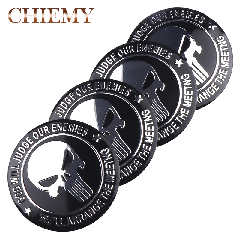 

4pcs 56.6mm Car wheel center hub caps THE Punisher Skull Sticker Emblem For Lada Skoda Octavia Mazda Hyundai Opel car styling