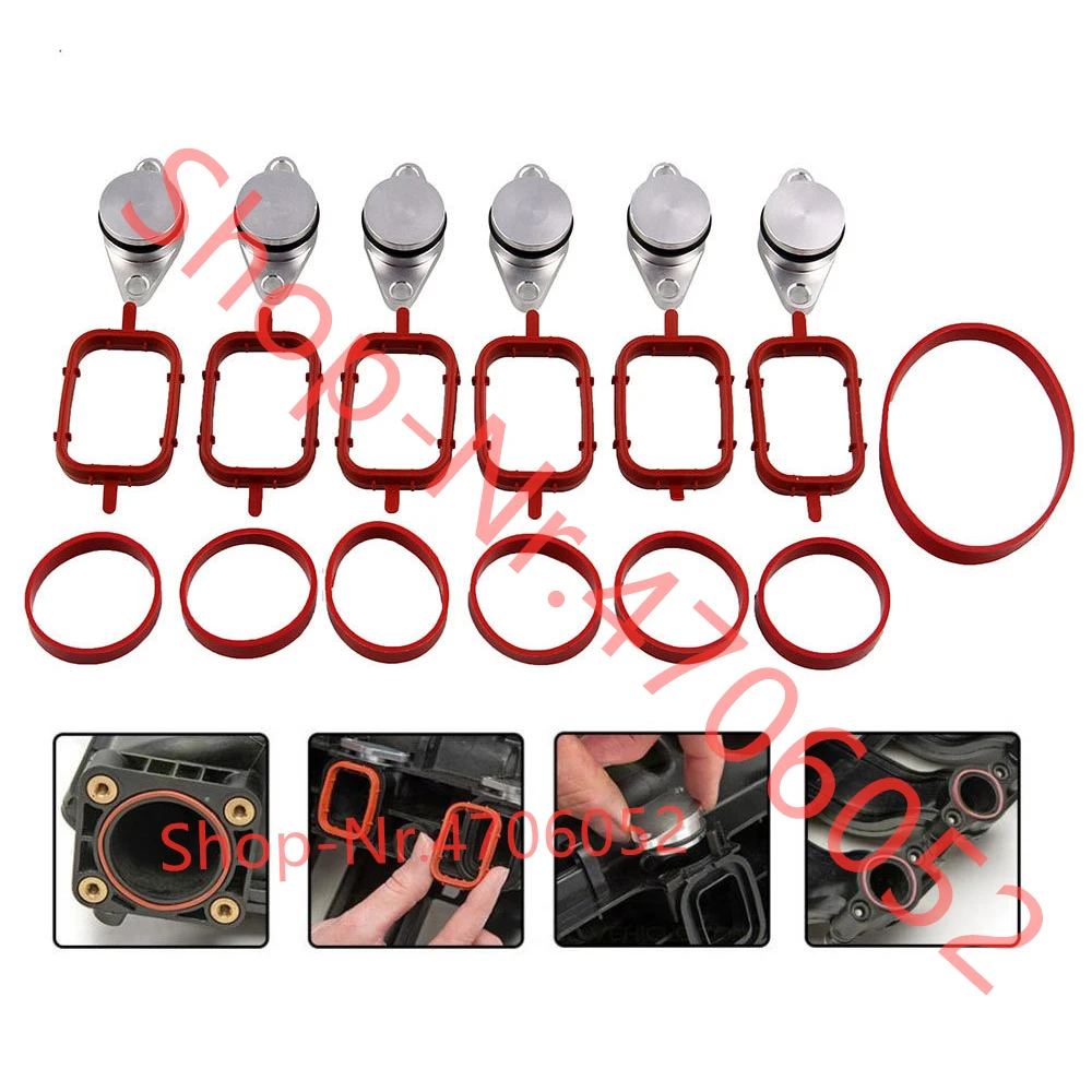 33 mm Swirl Flap Blanking Plates Kit with Intake Manifold Gasket for BMW 6items