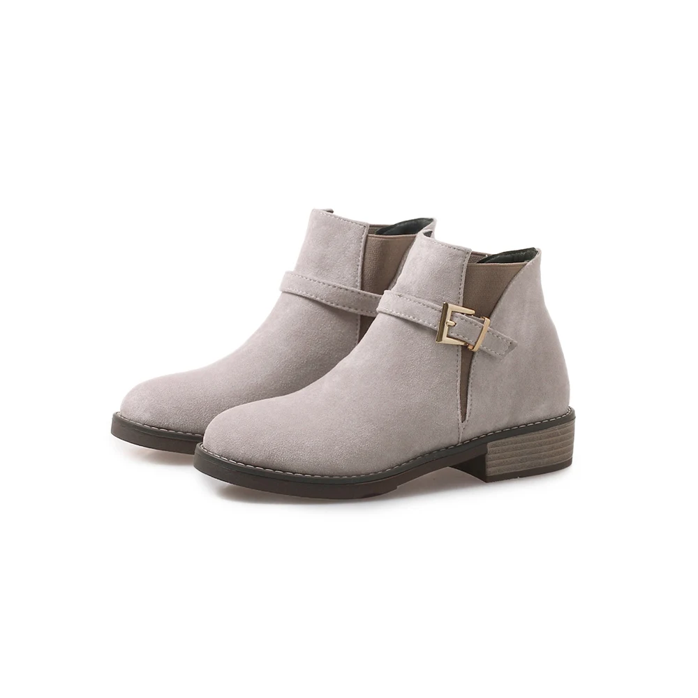 

Shoes Woman 2018 Brand New Hot sale Flock Women Ankle Boots Ladies Dress Shoes Square Heels Plus Big Size 10 BA-HFL-2265