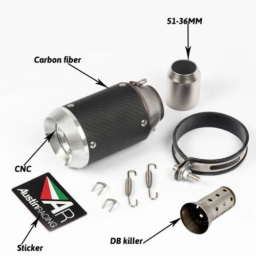 Универсальный 51 мм мотоцикл AR выхлопная труба с глушителем мото велосипедный горшок Escape для Yamaha Honda KTM Kawasaki с DB killer - Цвет: L