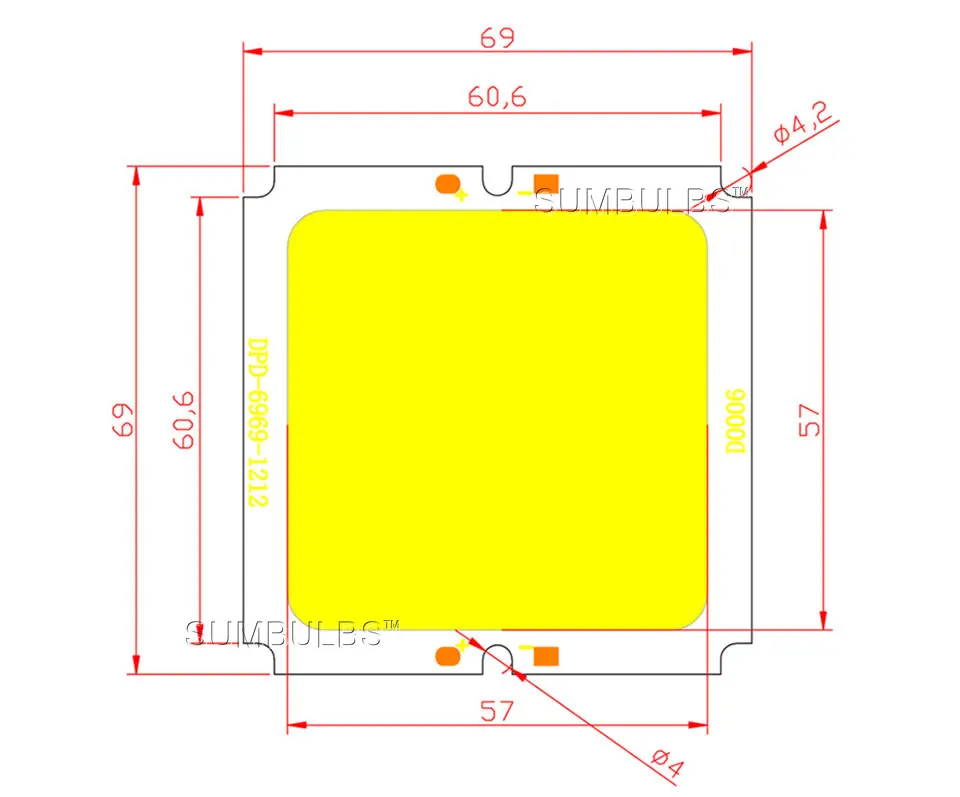 69x69MM 30W Square LED COB Light DC36-40V Super Bright Warm Pure White LED Chip Lighting Bulbs for Panel Flood Lights (1)