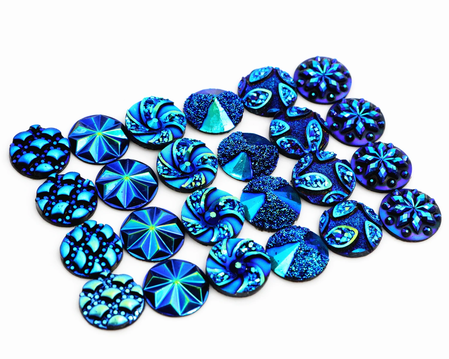New Fashion 40pcs 12mm Mix Blue AB Colors Flower Fashion Style Flat back Resin Cabochons Cameo New Fashion 40pcs 12mm Mix Blue AB Colors Flower Fashion Style Flat back Resin Cabochons Cameo