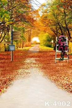 

Romantic Autumn Scenic Vinyl Backgrounds For Marriage Shooting Path Photos Backdrops Wedding Yellow Defoliation Forest Backdrop