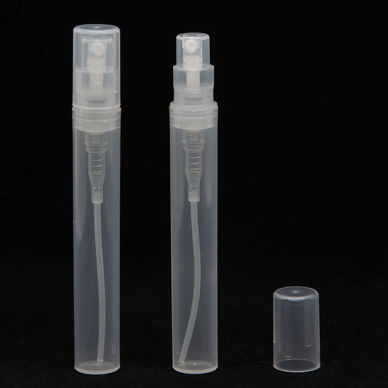 

100pcs/Lot High Quality Plastic 5ml Spray Bottle Women Cometic Container Small Transparent Cap Fashion Atomizer Vial