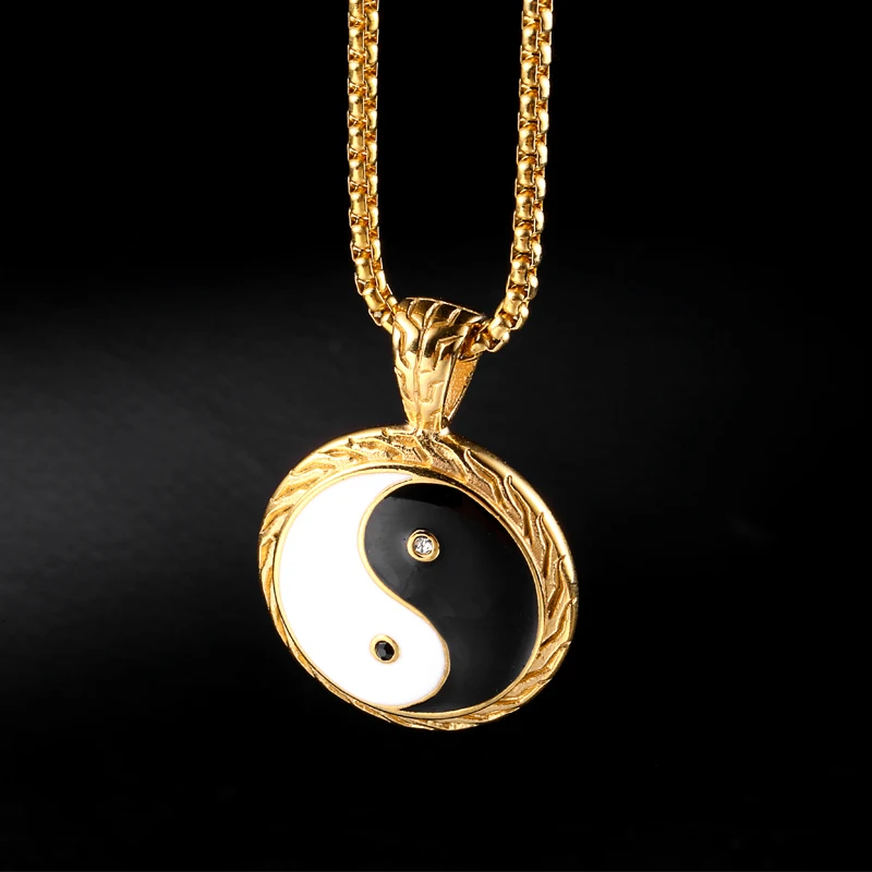 RIR трендовая подвеска Yin Yang модное золотое ожерелье Инь Янь из нержавеющей стали