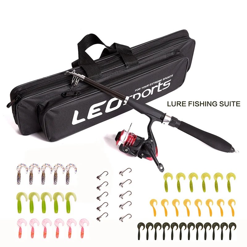 Lixada Combo de Pesca Ca/ña de Pescar y Carrete con L/ínea Se/ñuelos Ganchos Giratorios Kit de Pesca para Agua Salada y Agua Dulce